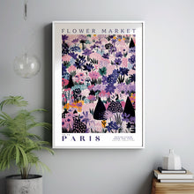 Flower Market Paris Print, France Travel Art, Trendy Wall Art, Botanical Wall Art, Purple Art, Pink Peony, Purple Rose, Floral Illustration 2