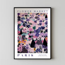 Flower Market Paris Print, France Travel Art, Trendy Wall Art, Botanical Wall Art, Purple Art, Pink Peony, Purple Rose, Floral Illustration 2