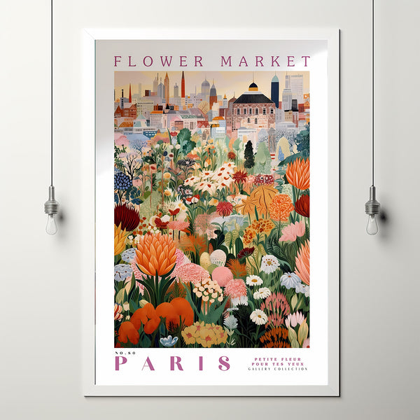 Flower Market Paris Print, France Travel Art, Trendy Wall Art, Botanical Wall Art, Purple Art, Pink Peony, Purple Rose, Floral Illustration 1