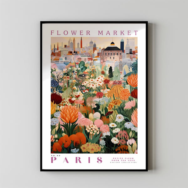 Flower Market Paris Print, France Travel Art, Trendy Wall Art, Botanical Wall Art, Purple Art, Pink Peony, Purple Rose, Floral Illustration