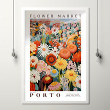 Flower Market Porto Print, London Travel Art, Large Modern Poster, Botanical Wall Art, Red Wall Art, Trendy Wall Art, Floral Illustration