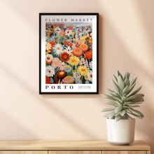 Flower Market Porto Print, London Travel Art, Large Modern Poster, Botanical Wall Art, Red Wall Art, Trendy Wall Art, Floral Illustration