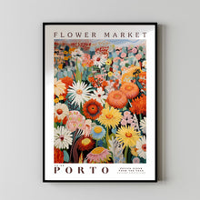 Flower Market Porto Print, London Travel Art, Large Modern Poster, Botanical Wall Art, Red Wall Art, Trendy Wall Art, Floral Illustration