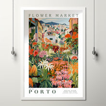 Flower Market Porto Print, Portugal Travel Art, Porto Poster, Botanical Wall Art, Green Wall Art, Pink and Orange Wall Art, Trendy Wall Art