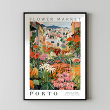 Flower Market Porto Print, Portugal Travel Art, Porto Poster, Botanical Wall Art, Green Wall Art, Pink and Orange Wall Art, Trendy Wall Art