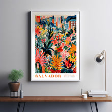 Flower Market Poster Salvador Travel Print Colorful Red Green Wall Print Brazilian Home Decor Floral Illustration Print Botanical Wall Art