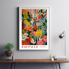 Flower Market Poster Sao Paulo Travel Art Colorful Red Green Wall Print Brazilian Home Decor Floral Illustration Print Botanical Wall Art