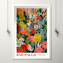 Flower Market Poster Sao Paulo Travel Art Colorful Red Green Wall Print Brazilian Home Decor Floral Illustration Print Botanical Wall Art