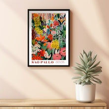 Flower Market Poster Sao Paulo Travel Art Colorful Red Green Wall Print Brazilian Home Decor Floral Illustration Print Botanical Wall Art