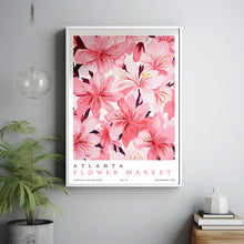 Flower Market Print Atlanta Wall Art Atlanta Travel Poster Large Modern Botanical Wall Art Pink Wall Art Trendy Wall Art Floral Illustration