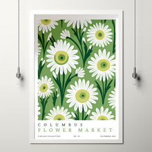 Flower Market Print Columbus Floral Illustration Travel Poster Ohio Green Marguerite Daisy Flower Art Botanical Flower Print Unique Flower