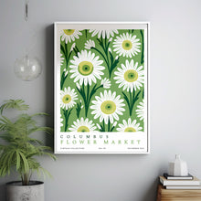 Flower Market Print Columbus Floral Illustration Travel Poster Ohio Green Marguerite Daisy Flower Art Botanical Flower Print Unique Flower