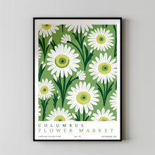 Flower Market Print Columbus Floral Illustration Travel Poster Ohio Green Marguerite Daisy Flower Art Botanical Flower Print Unique Flower