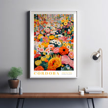 Flower Market Print Cordoba Travel Art City Poster Framed Botanical Wall Decor Orange Wall Art Trendy Floral Illustration Pink Peony Flower