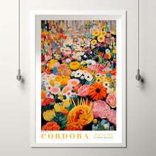 Flower Market Print Cordoba Travel Art City Poster Framed Botanical Wall Decor Orange Wall Art Trendy Floral Illustration Pink Peony Flower