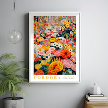 Flower Market Print Cordoba Travel Art City Poster Framed Botanical Wall Decor Orange Wall Art Trendy Floral Illustration Pink Peony Flower