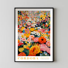 Flower Market Print Cordoba Travel Art City Poster Framed Botanical Wall Decor Orange Wall Art Trendy Floral Illustration Pink Peony Flower