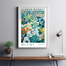 Flower Market Print Miami Travel Poster Miami Floral Illustration Botanical Wall Decor Green Wall Art Trendy Wall Art Modern Large Poster