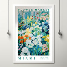 Flower Market Print Miami Travel Poster Miami Floral Illustration Botanical Wall Decor Green Wall Art Trendy Wall Art Modern Large Poster