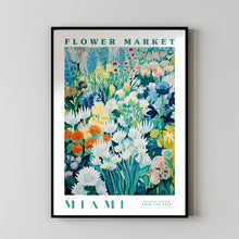 Flower Market Print Miami Travel Poster Miami Floral Illustration Botanical Wall Decor Green Wall Art Trendy Wall Art Modern Large Poster