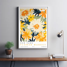 Flower Market Print New York City Large Floral Art Modern Poster Vintage New York Art Floral Illustration Yellow Flower Wall Decor Retro