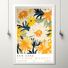 Flower Market Print New York City Large Floral Art Modern Poster Vintage New York Art Floral Illustration Yellow Flower Wall Decor Retro