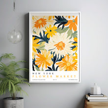 Flower Market Print New York City Large Floral Art Modern Poster Vintage New York Art Floral Illustration Yellow Flower Wall Decor Retro