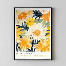 Flower Market Print New York City Large Floral Art Modern Poster Vintage New York Art Floral Illustration Yellow Flower Wall Decor Retro