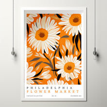 Flower Market Print Philadelphia wall art orange daisies boho wall decor watercolor paintings flower market print orange travel poster