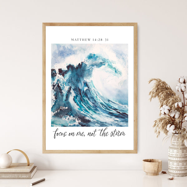 Focus On Me Not The Storm Canvas Wall Art Matthew 14 22-33 Poster Holy Modern Bible Verse Gift Watercolor Christian Boho Home Easter Print 1704402519