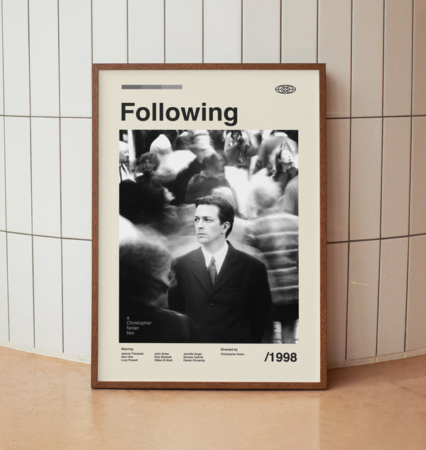 Following 1998 Vintage Movie Poster - Christopher Nolan - Minimalist Midcentury Wall Art Print 1580775580