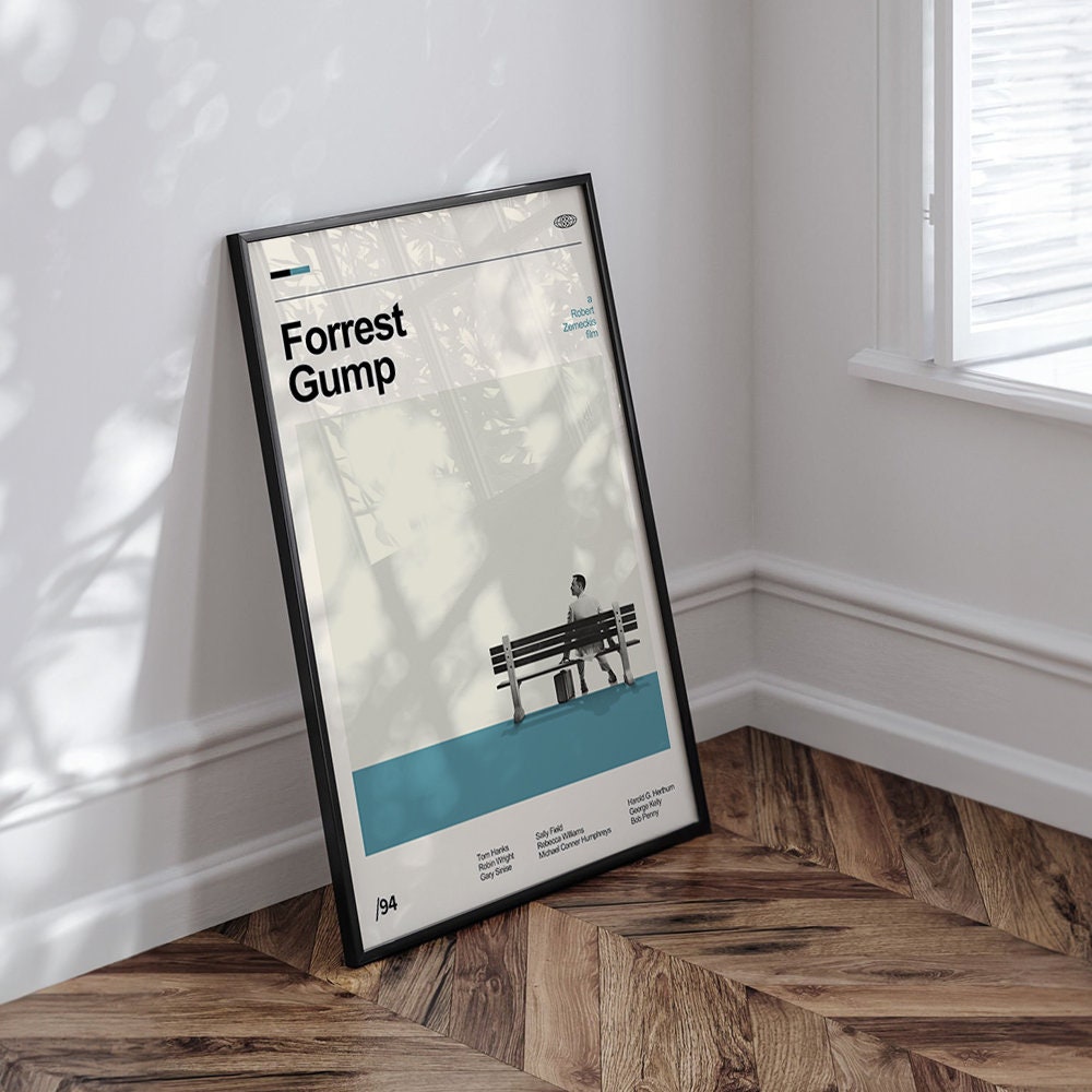 Forrest Gump Movie Poster Minimalist Midcentury Poster Wall Art Print ...