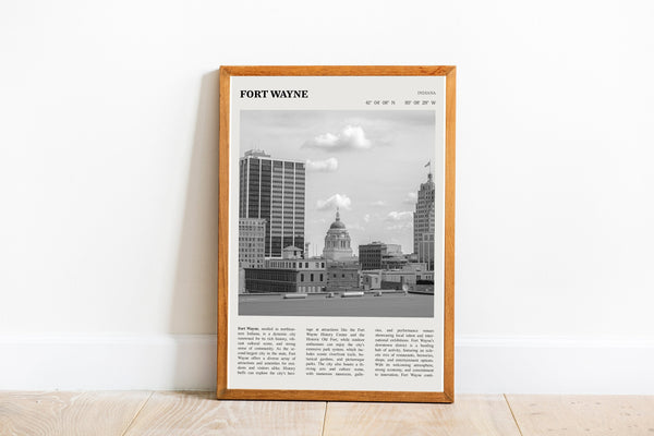 Fort Wayne Indiana Wall Art Poster Poster Fort Wayne Indiana  Black White Poster  Poster  Art Gift 1698980523