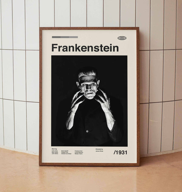Frankenstein Wall Art Print - Boris Karloff Classic American Horror Film Poster  - Midcentury Art 1686889656