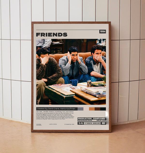 Friends Poster, David Crane, Minimalist Tv Series, Vintage Retro Art