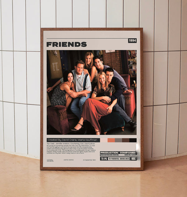 Friends, David Crane,Marta Kauffman, Minimalist Tv Series, Vintage Retro Art Print