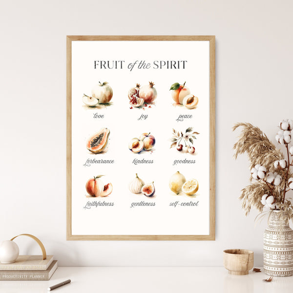 Fruit of the Holy Spirit Canvas Wall Art Poster Modern Bible Art Birthday Gift Watercolor Boho Christian Print Living Room Home Easter Print 1649112724