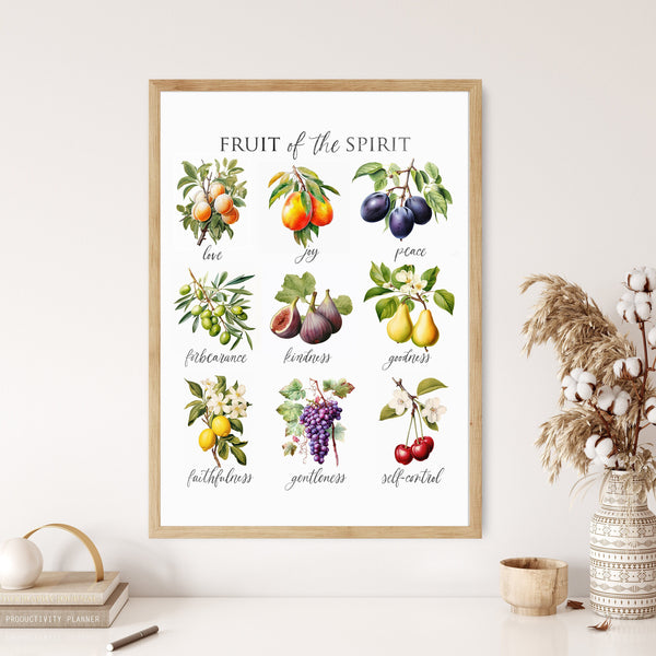 Fruit of the Holy Spirit Canvas Wall Art Poster Modern Minimalist Bible Quote Watercolor Print Boho Christian Living Room Home Easter Print 1673958877