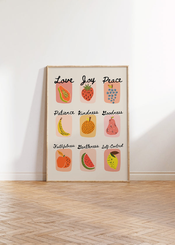 Fruit of the Spirit Art Print Retro Christian Wall Art Scripture Poster Bible Art Print God Art Fruit Wall Art  Wall Art 1 Print 1567492241