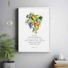 Fruit of the Spirit Poster Scripture Wall Art, Botanical Christian Kitchen Bible Verse Posterable Print, Love Joy Peace Artwork