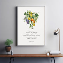 Fruit of the Spirit Poster Scripture Wall Art, Botanical Christian Kitchen Bible Verse Posterable Print, Love Joy Peace Artwork