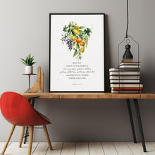 Fruit of the Spirit Poster Scripture Wall Art, Botanical Christian Kitchen Bible Verse Posterable Print, Love Joy Peace Artwork