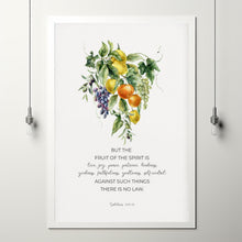 Fruit of the Spirit Poster Scripture Wall Art, Botanical Christian Kitchen Bible Verse Posterable Print, Love Joy Peace Artwork