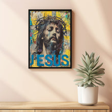 Jesus Christ Wearing Crown of Thorns Poster,  Wall Art Gift Trendy Living Room Home Decor Framed Canvas Christian Nursery Decor