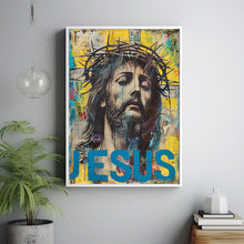 Jesus Christ Wearing Crown of Thorns Poster,  Wall Art Gift Trendy Living Room Home Decor Framed Canvas Christian Nursery Decor