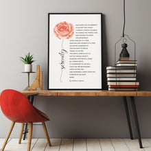 Full Long Version of The Serenity Prayer by Reinhold Niebuhr Poster Wall Art with Watercolor Flower, Alcoholics Anonymous Sobriety Gift