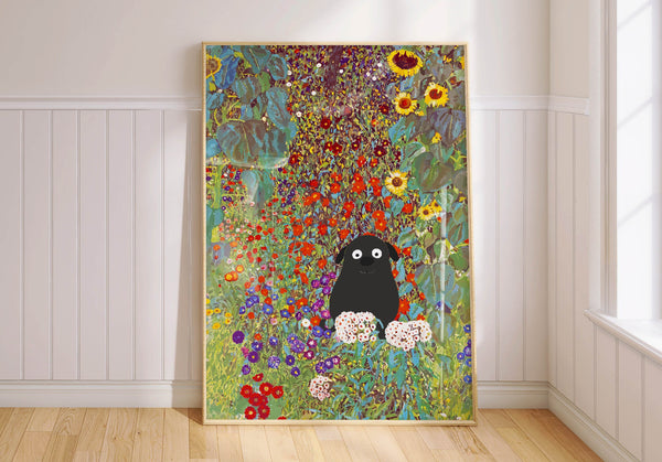 Funny Dog Print Gustav Klimt Poster Garden Wall Art