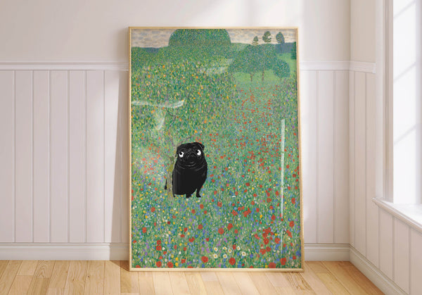Funny Dog Print Gustav Klimt Poster Pug Art Garden Decor