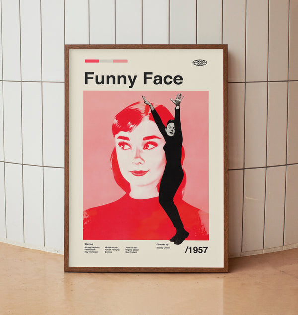 Funny Face Vintage Movie Poster - Audrey Hepburn - Minimalist Midcentury Wall Art Print 1589134006