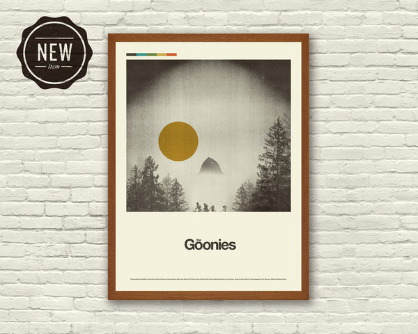 GOONIES Inspired Art Print Poster - 18 x 24 Lithograph, Mid-Century Modern, Swiss, Vintage, Kids Room, Bikes, Retro Home 1039491433